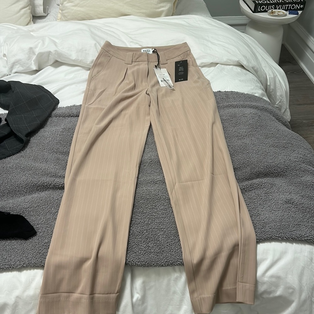 NAKD Fashion pinstripe beige trousers